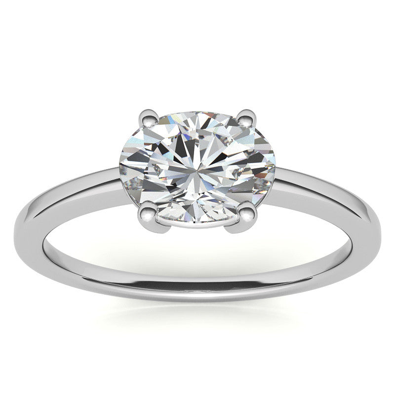 Petite Low East-West Oval Moissanite Solitaire Ring