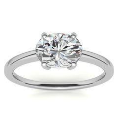 Petite Low East-West Oval Moissanite Solitaire Ring