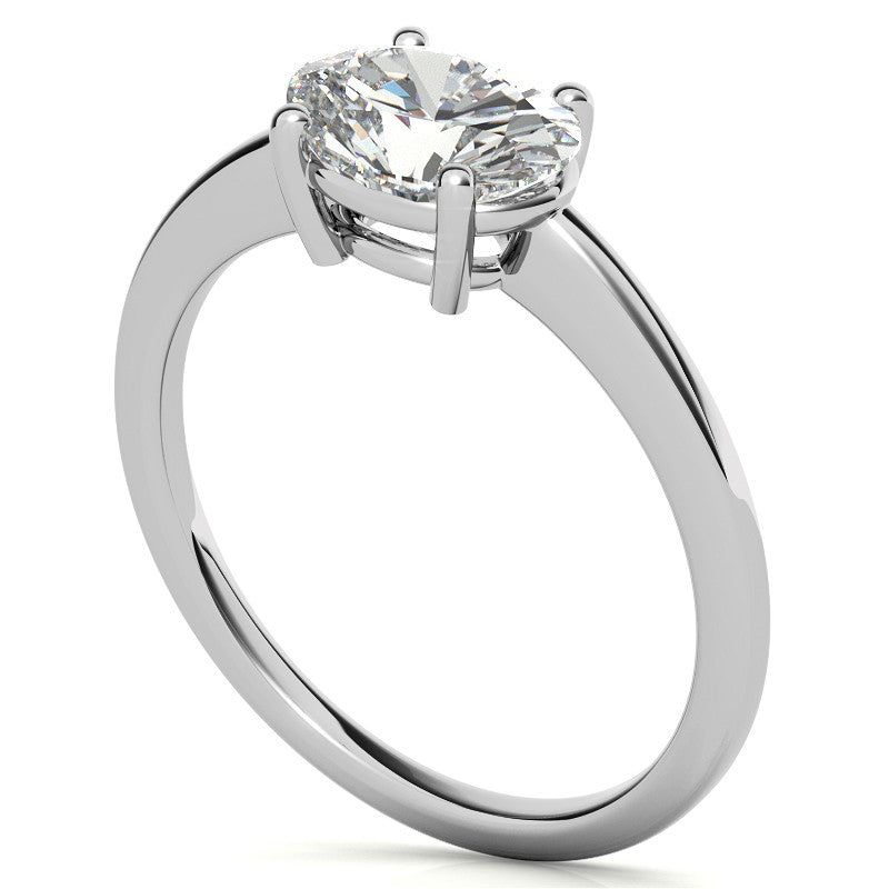 Petite Low East-West Oval Moissanite Solitaire Ring