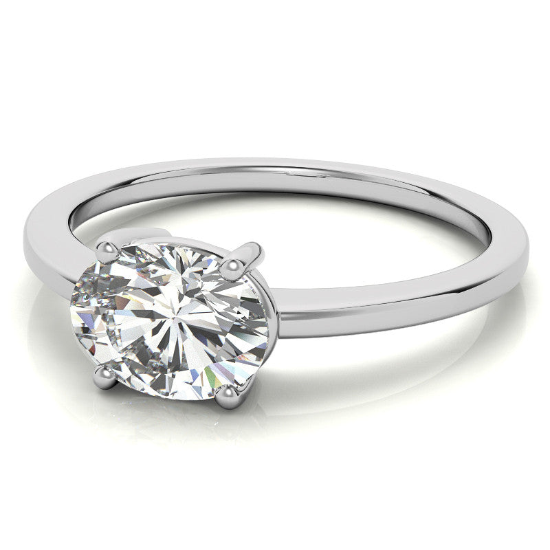 Petite Low East-West Oval Moissanite Solitaire Ring