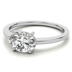 Petite Low East-West Oval Moissanite Solitaire Ring