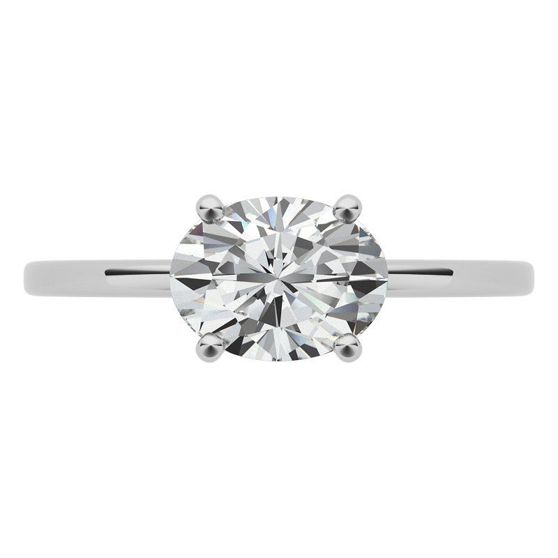 Petite Low East-West Oval Moissanite Solitaire Ring