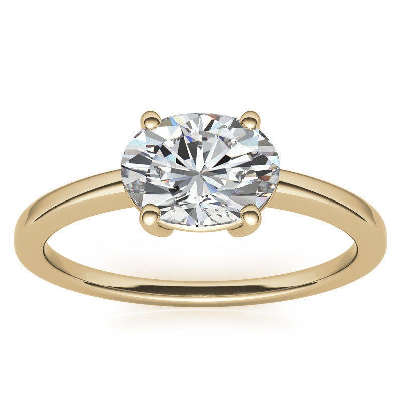 Petite Low East-West Oval Moissanite Solitaire Ring