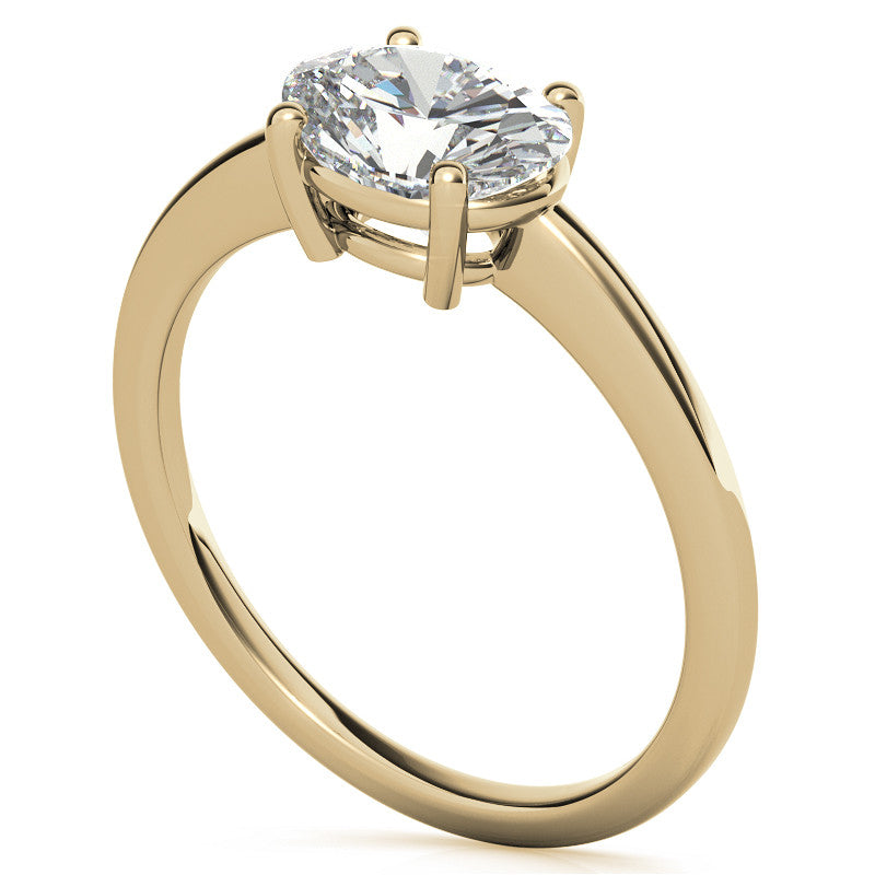 Petite Low East-West Oval Moissanite Solitaire Ring