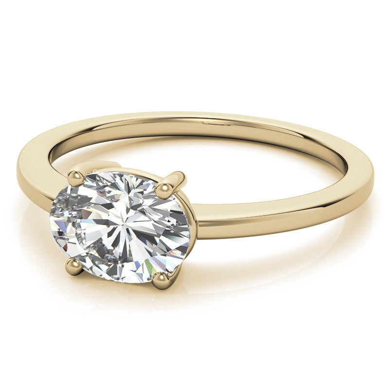 Petite Low East-West Oval Moissanite Solitaire Ring
