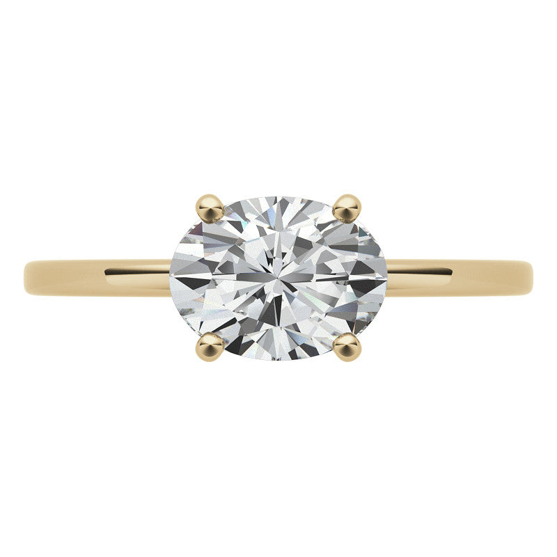 Petite Low East-West Oval Moissanite Solitaire Ring