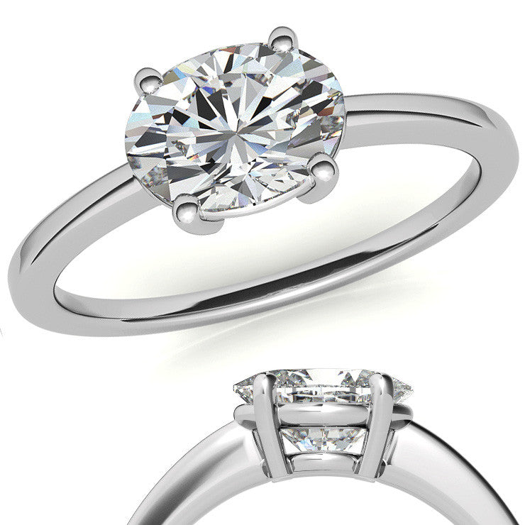 Petite Low East-West Oval Moissanite Solitaire Ring