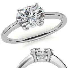 Petite Low East-West Oval Moissanite Solitaire Ring