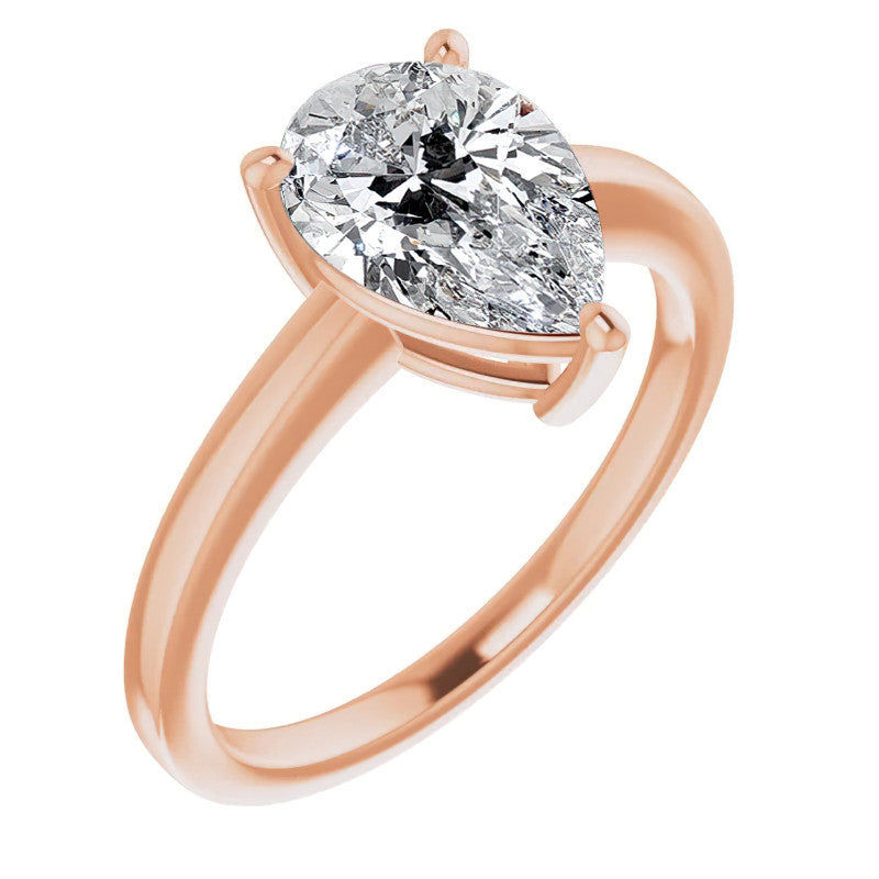 Petite Low Set Pear Moissanite Solitaire Ring
