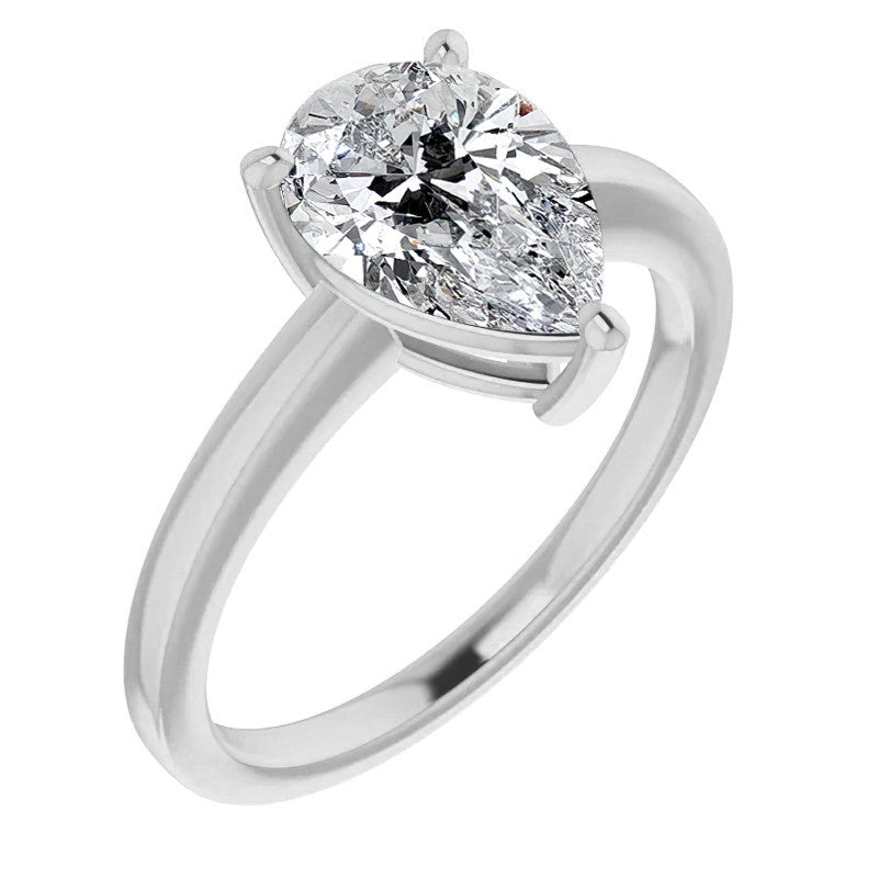 Petite Low Set Pear Moissanite Solitaire Ring