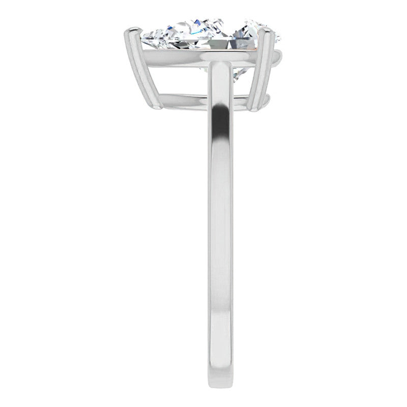 Petite Low Set Pear Moissanite Solitaire Ring