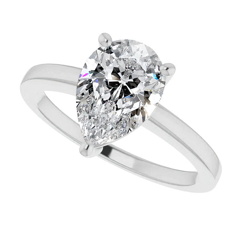 Petite Low Set Pear Moissanite Solitaire Ring