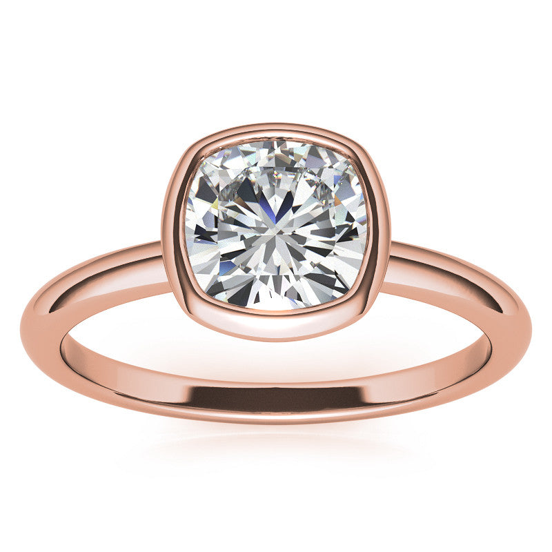 Cushion Moissanite Bezel Solitaire Ring