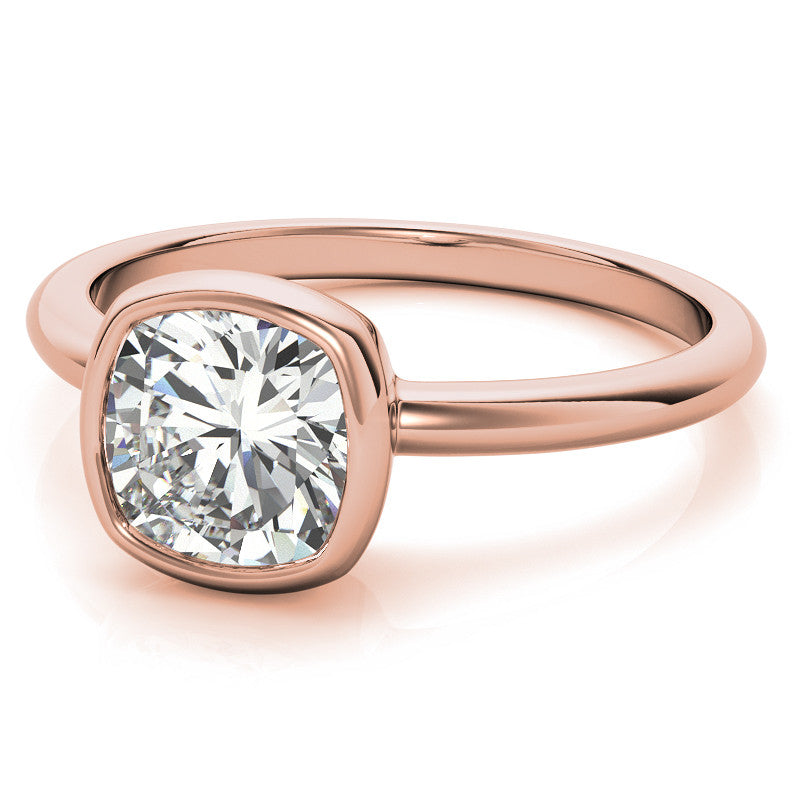 Cushion Moissanite Bezel Solitaire Ring