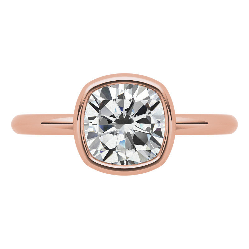 Cushion Moissanite Bezel Solitaire Ring