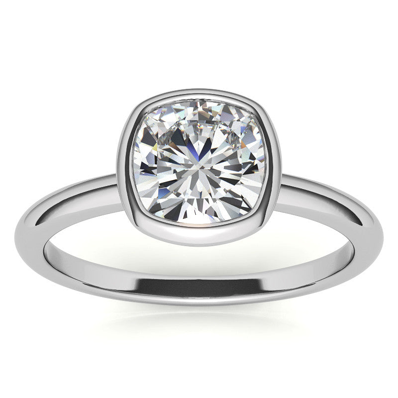 Cushion Moissanite Bezel Solitaire Ring