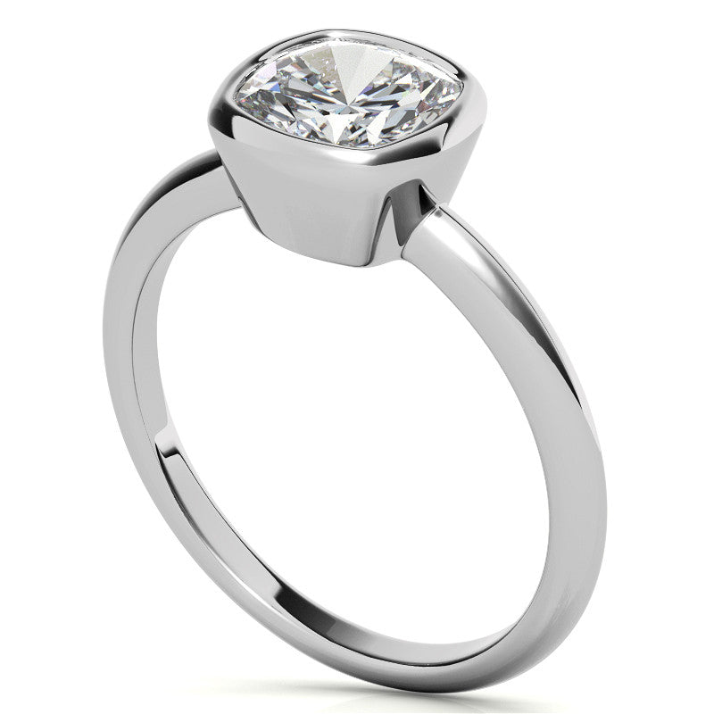 Cushion Moissanite Bezel Solitaire Ring