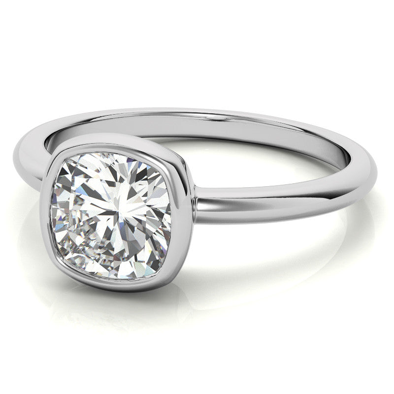 Cushion Moissanite Bezel Solitaire Ring