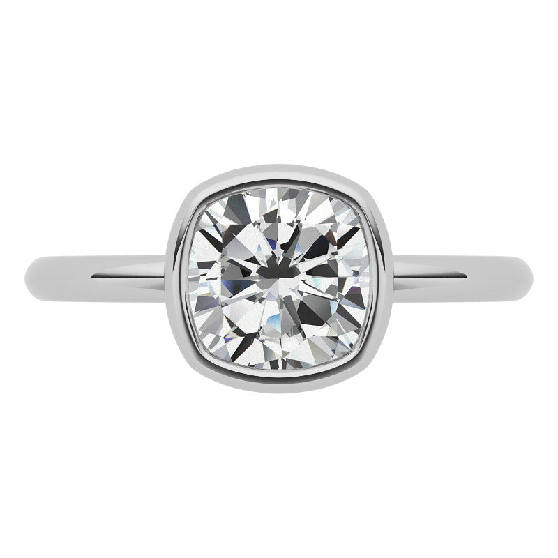 Cushion Moissanite Bezel Solitaire Ring