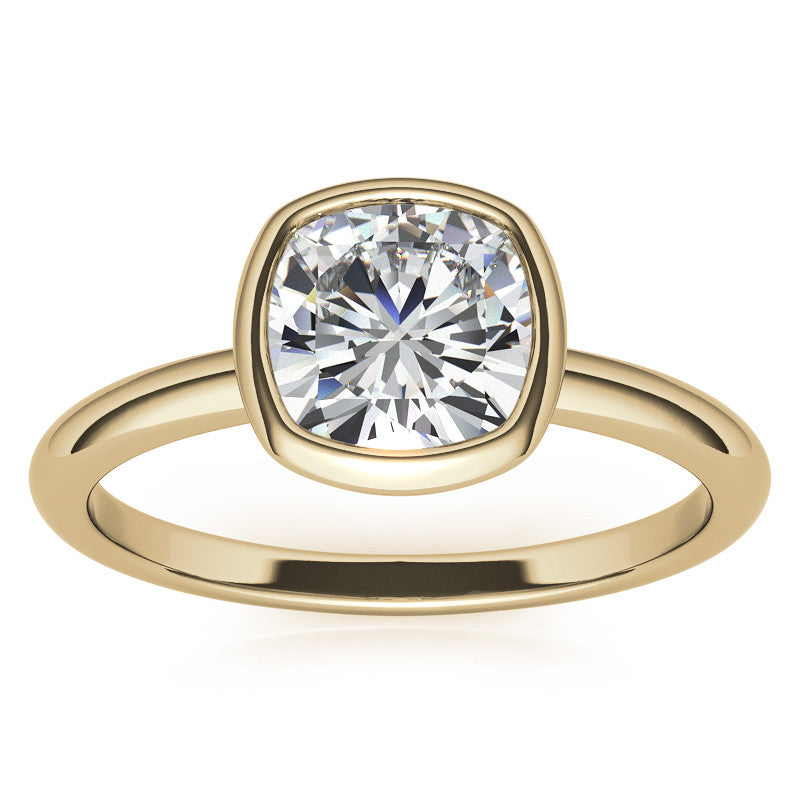 Cushion Moissanite Bezel Solitaire Ring