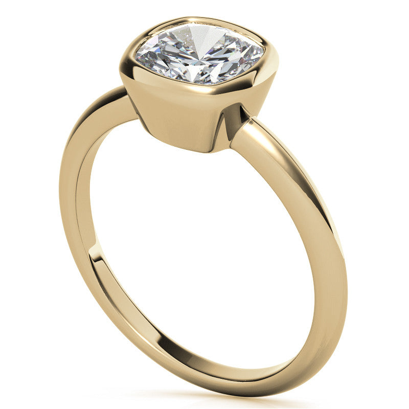 Cushion Moissanite Bezel Solitaire Ring