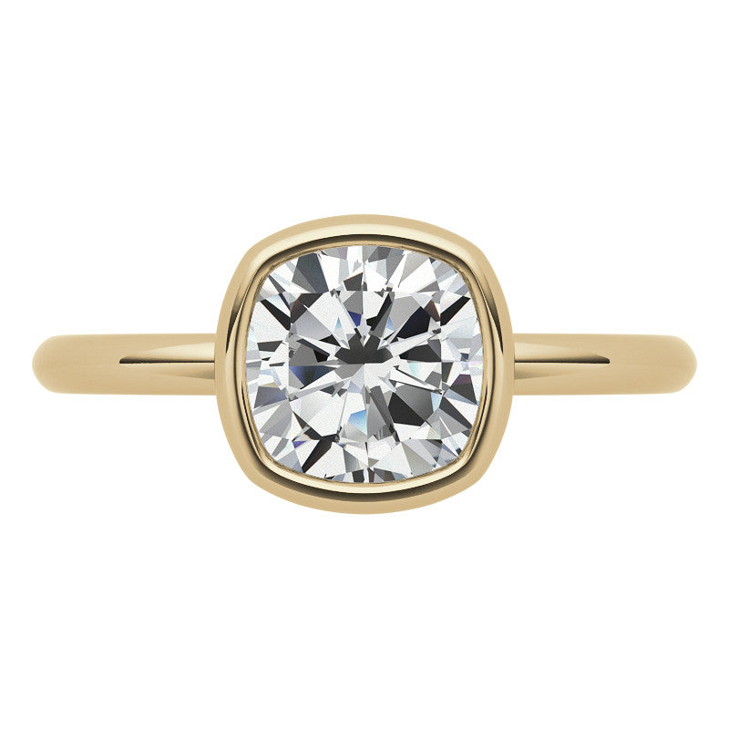 Cushion Moissanite Bezel Solitaire Ring