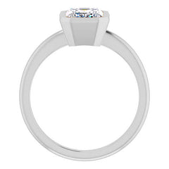 Emerald / Radiant Cut Moissanite Bezel Solitaire Ring