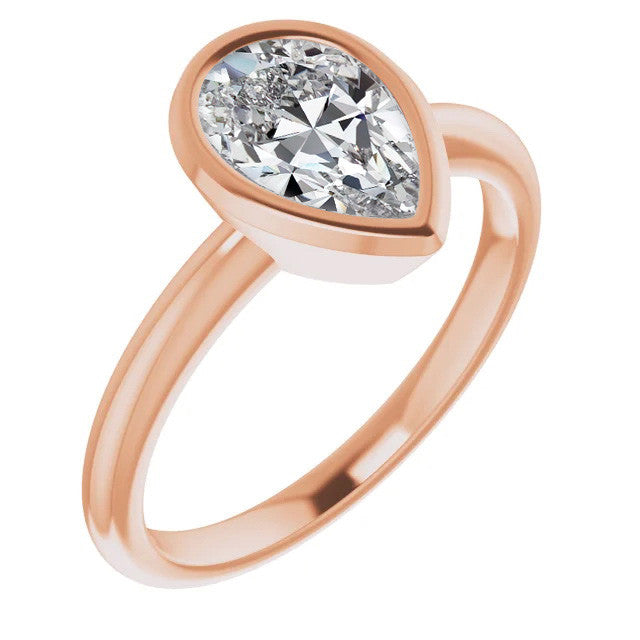 Pear Cut Moissanite Bezel Solitaire Ring