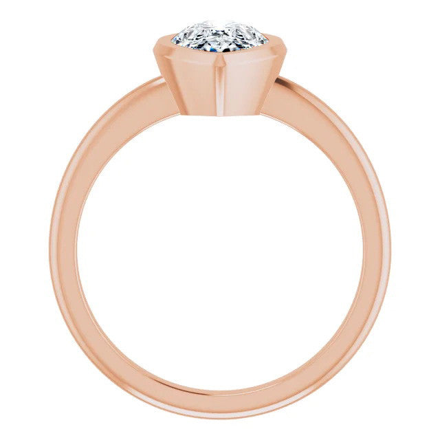 Pear Cut Moissanite Bezel Solitaire Ring