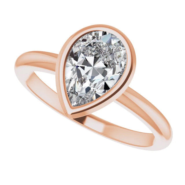 Pear Cut Moissanite Bezel Solitaire Ring