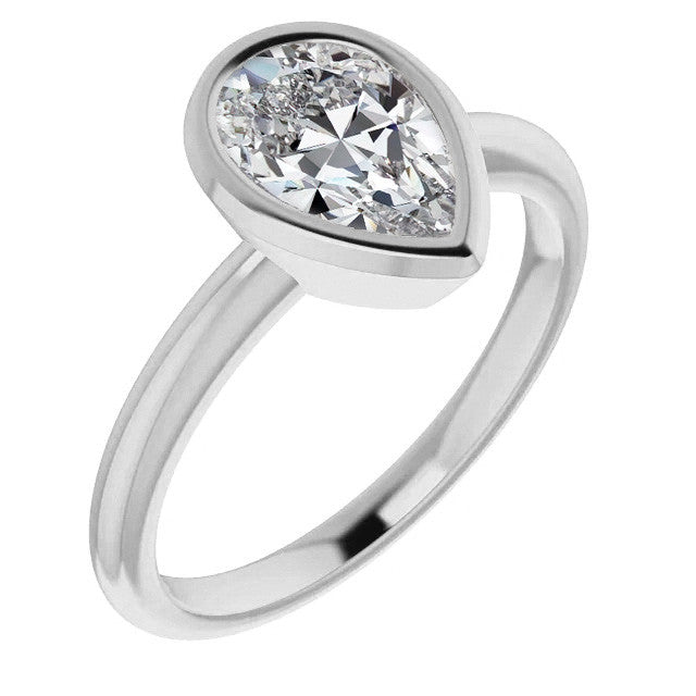 Pear Cut Moissanite Bezel Solitaire Ring