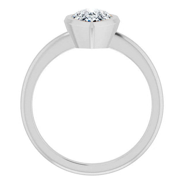 Pear Cut Moissanite Bezel Solitaire Ring