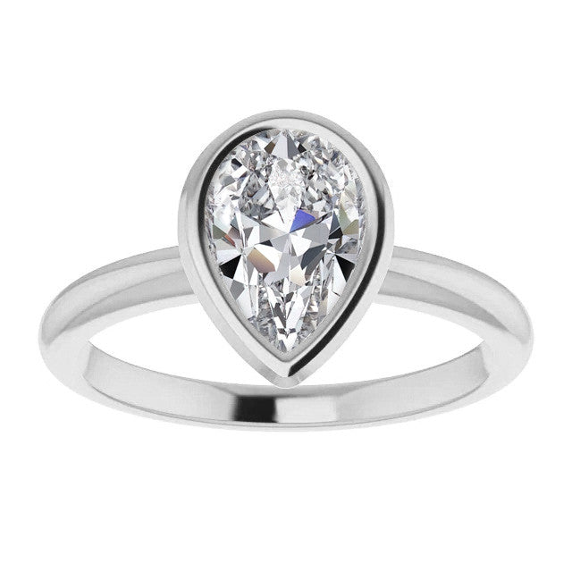 Pear Cut Moissanite Bezel Solitaire Ring