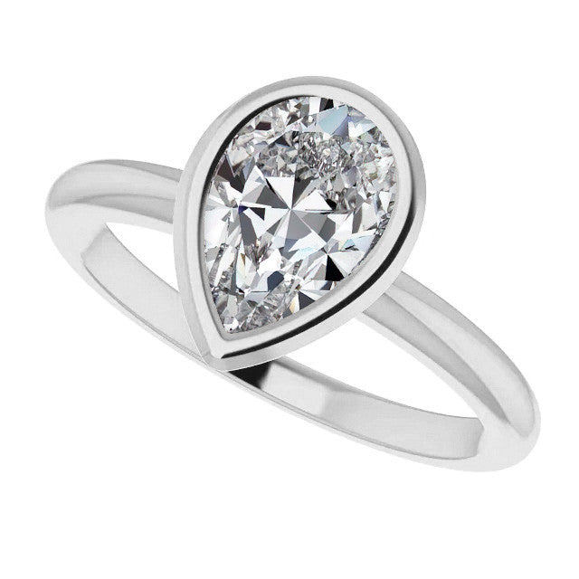Pear Cut Moissanite Bezel Solitaire Ring