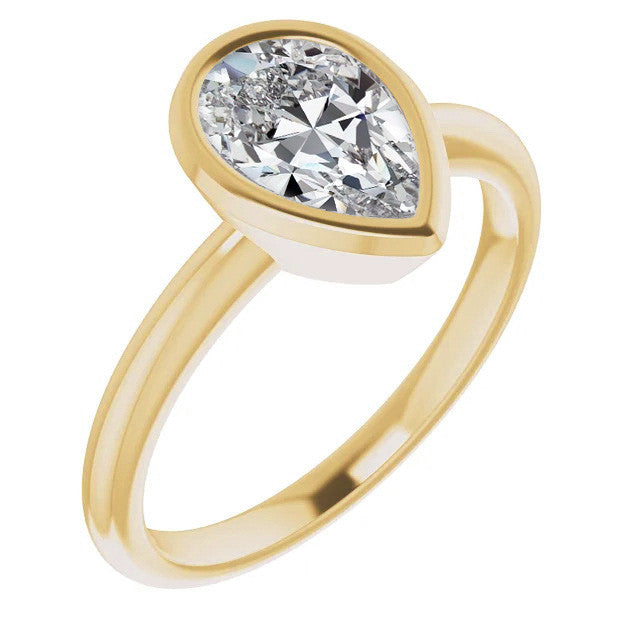 Pear Cut Moissanite Bezel Solitaire Ring