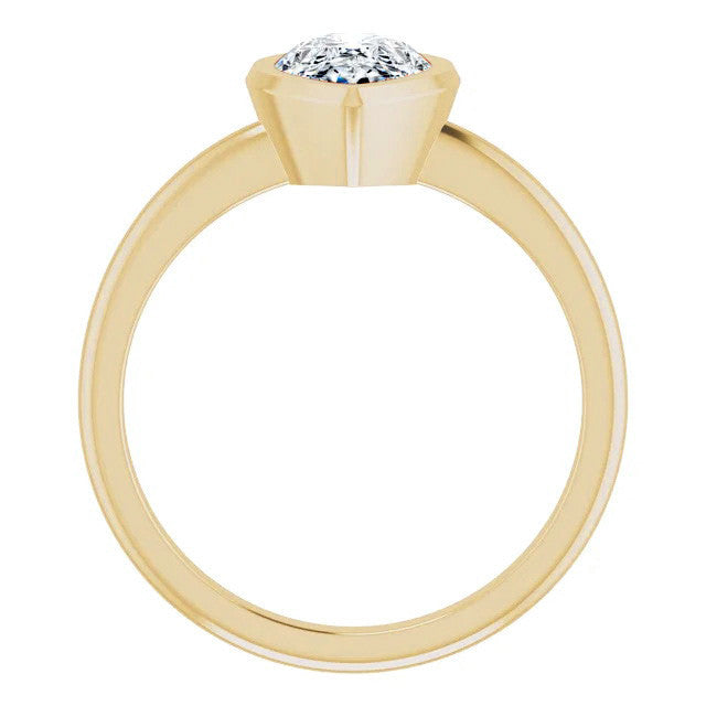 Pear Cut Moissanite Bezel Solitaire Ring