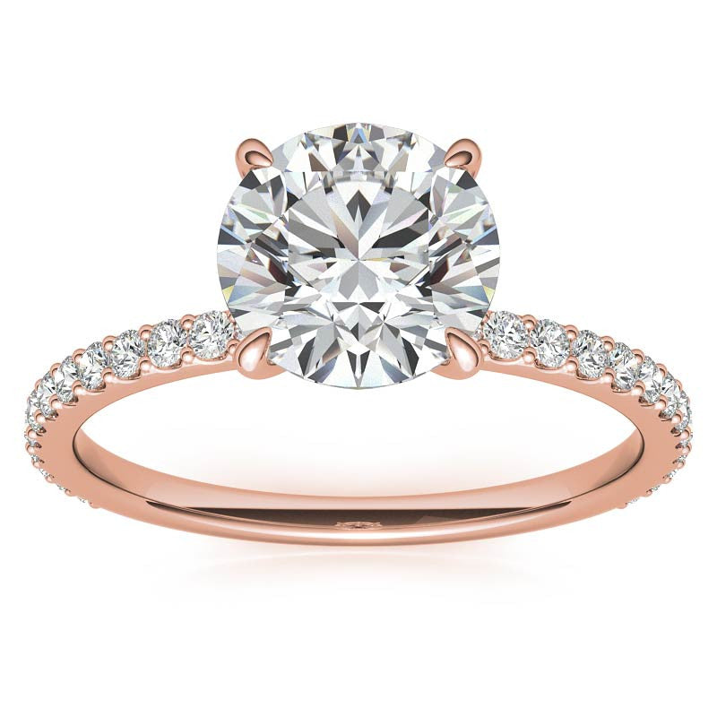 Round Brilliant Moissanite Shared Prong Engagement Ring