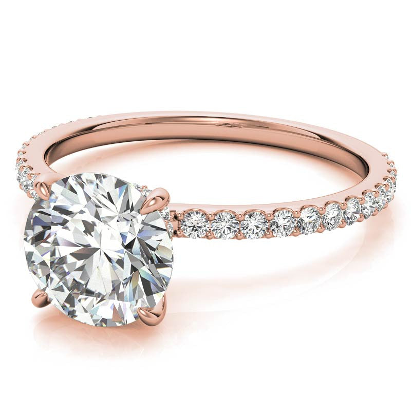 Round Brilliant Moissanite Shared Prong Engagement Ring