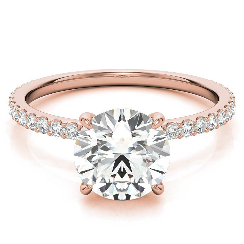 Round Brilliant Moissanite Shared Prong Engagement Ring