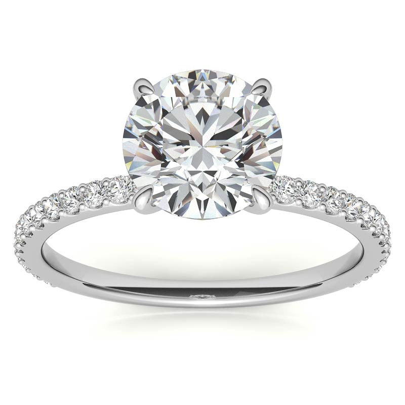 Round Brilliant Moissanite Shared Prong Engagement Ring