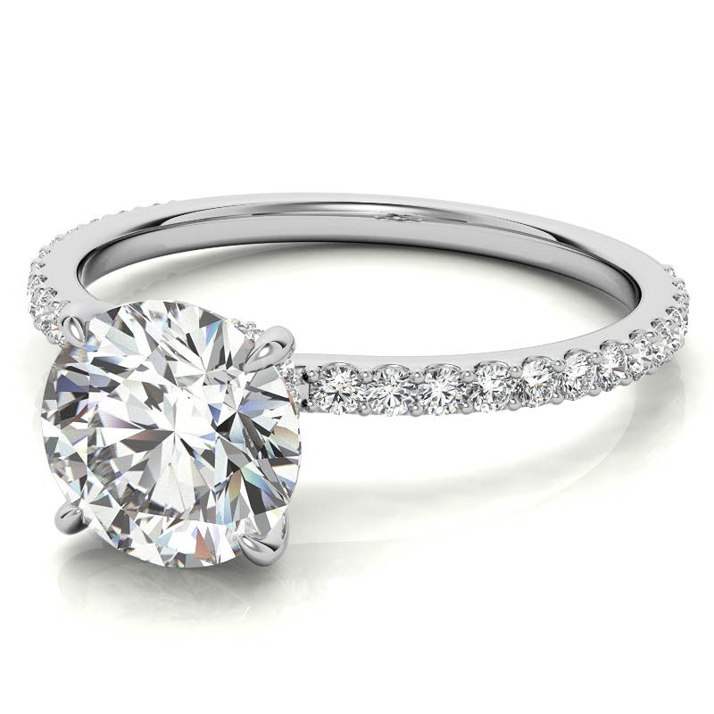 Round Brilliant Moissanite Shared Prong Engagement Ring