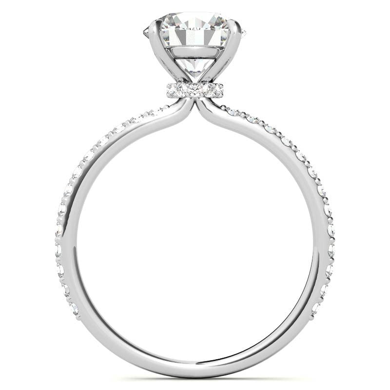 Round Brilliant Moissanite Shared Prong Engagement Ring
