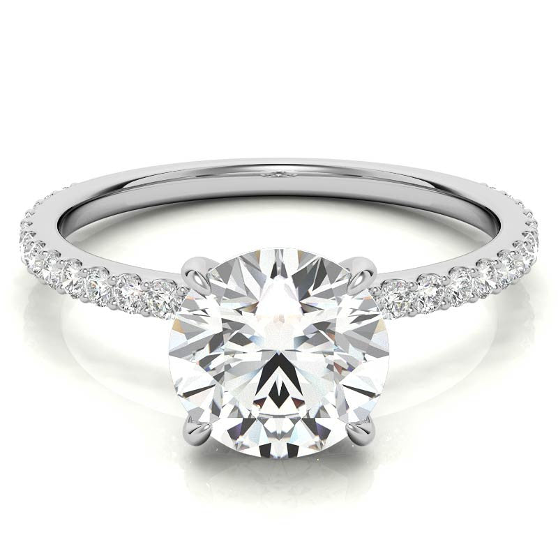 Round Brilliant Moissanite Shared Prong Engagement Ring