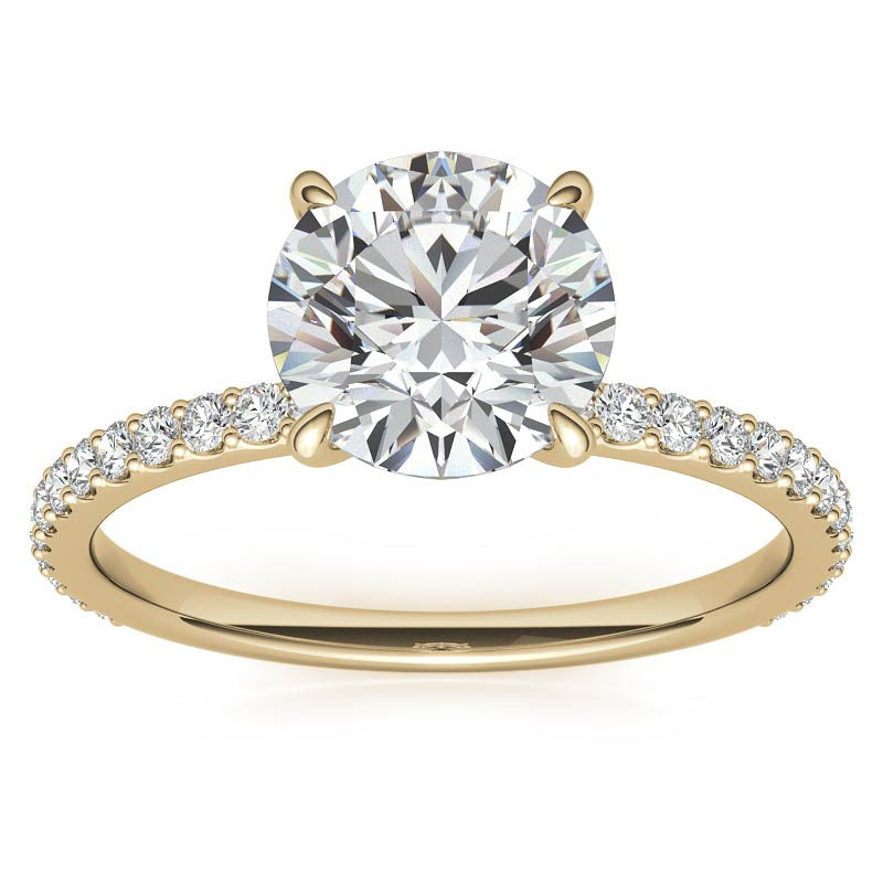 Round Brilliant Moissanite Shared Prong Engagement Ring