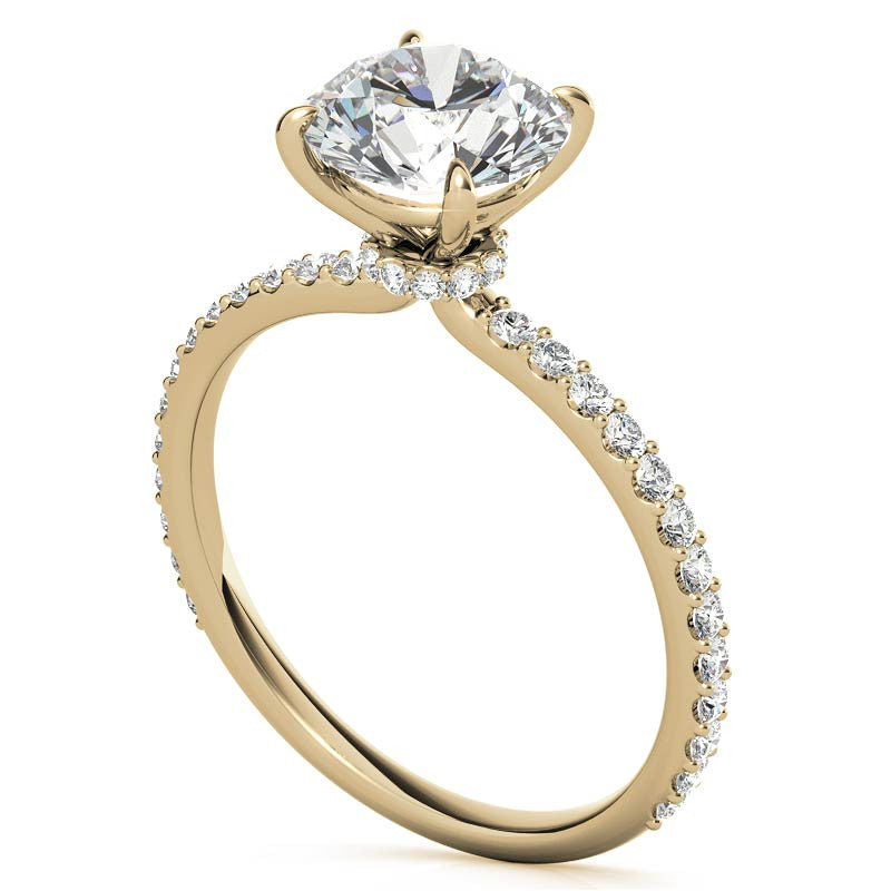 Round Brilliant Moissanite Shared Prong Engagement Ring