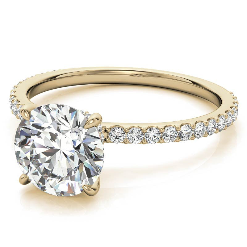 Round Brilliant Moissanite Shared Prong Engagement Ring