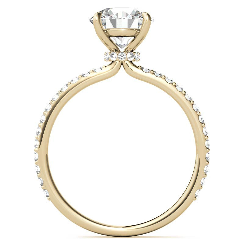 Round Brilliant Moissanite Shared Prong Engagement Ring