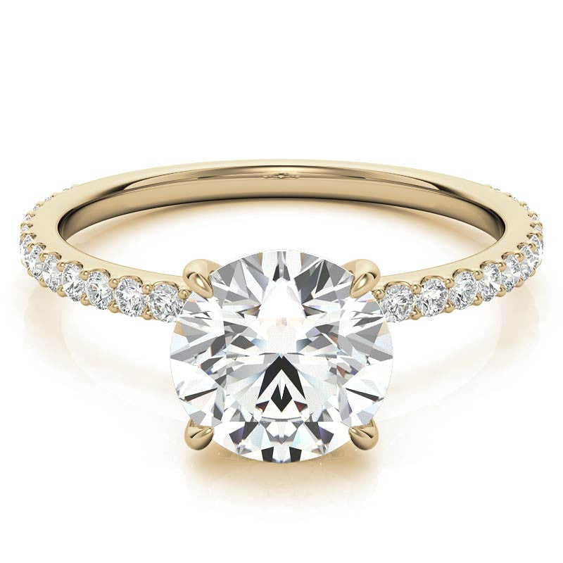 Round Brilliant Moissanite Shared Prong Engagement Ring