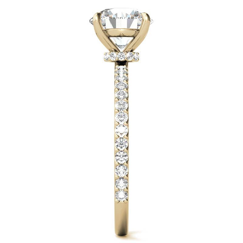 Round Brilliant Moissanite Shared Prong Engagement Ring