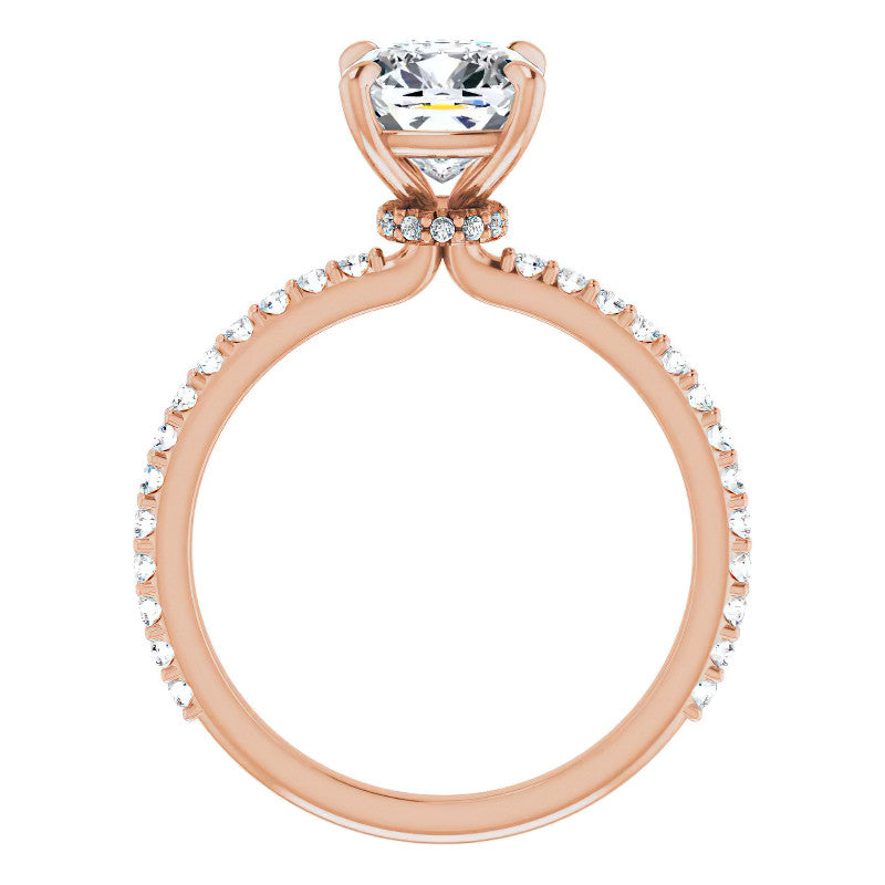 Cushion Moissanite Shared Prong Engagement Ring